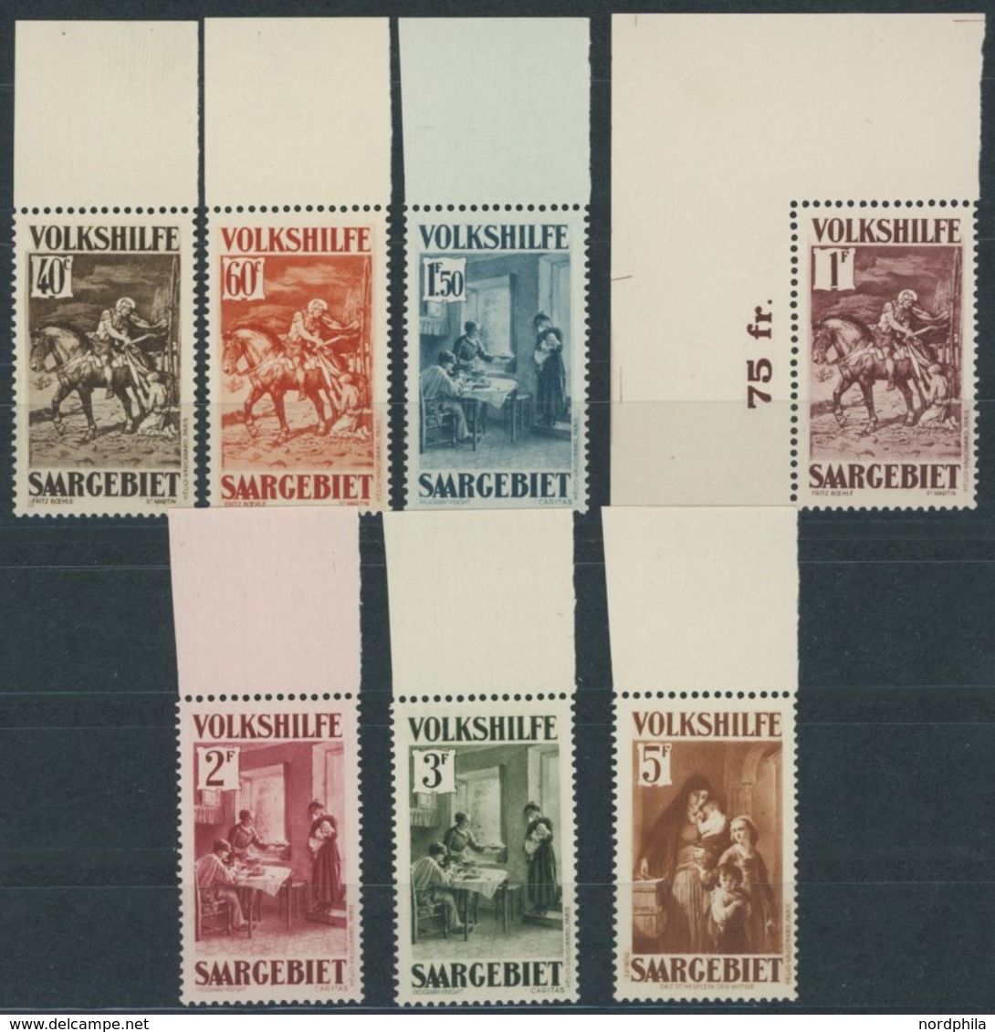 SAARGEBIET 151-57 **, 1931, Gemälde IV, Prachtsatz Vom Oberrand, Mi. 650.- - Other & Unclassified