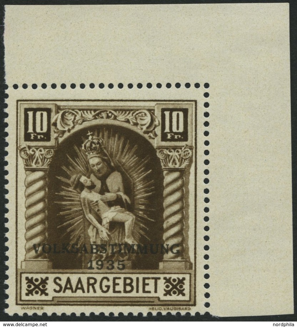 SAARGEBIET 194III **, 1934, 10 Fr. Volksabstimmung Mit Abart Fleck Auf Der 4. Windung Von Unten Auf Der Rechten Säule, P - Sonstige & Ohne Zuordnung