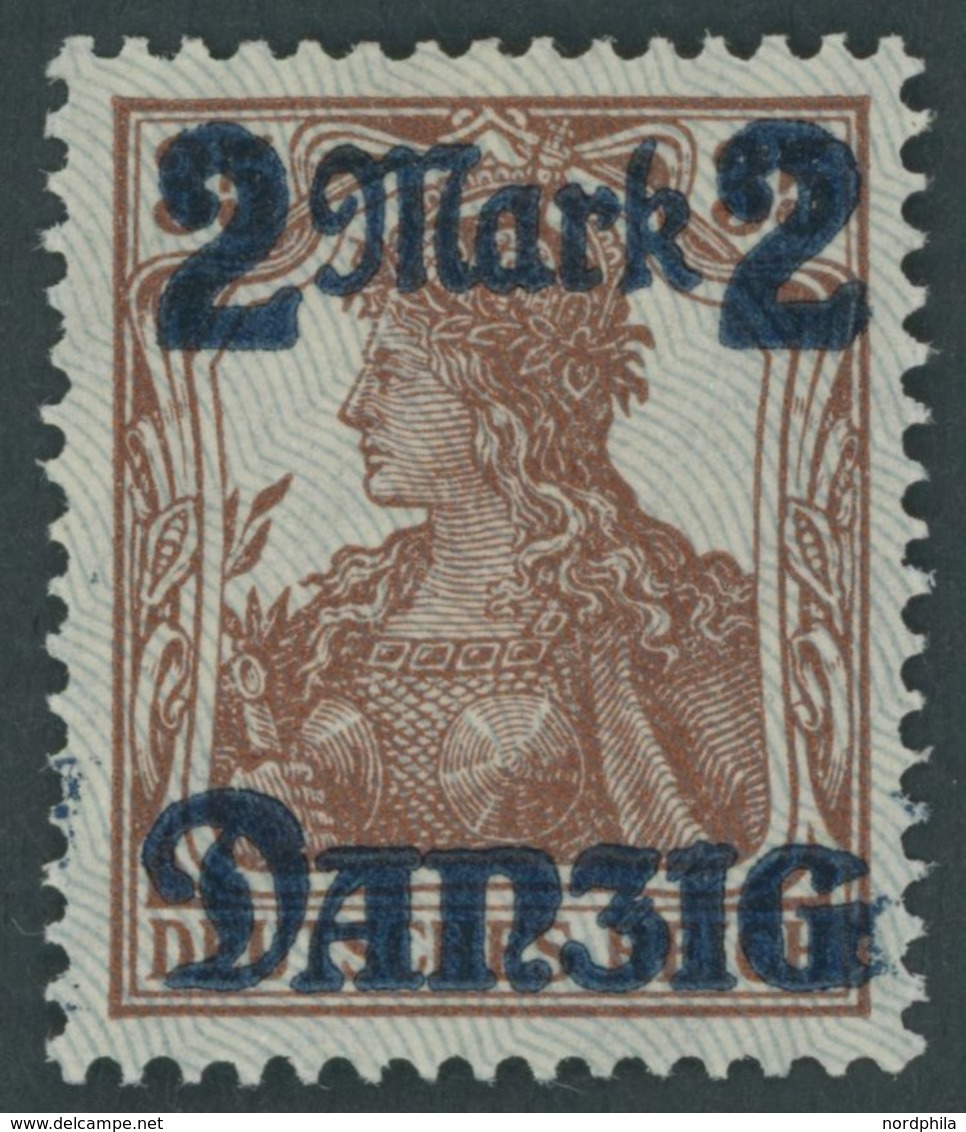 FREIE STADT DANZIG 28II *, 1920, 2 M. Auf 35 Pf., Hellgrauer Netzunterdruck, Spitzen Nach Unten, Falzrest, Pracht, Mi. 5 - Altri & Non Classificati