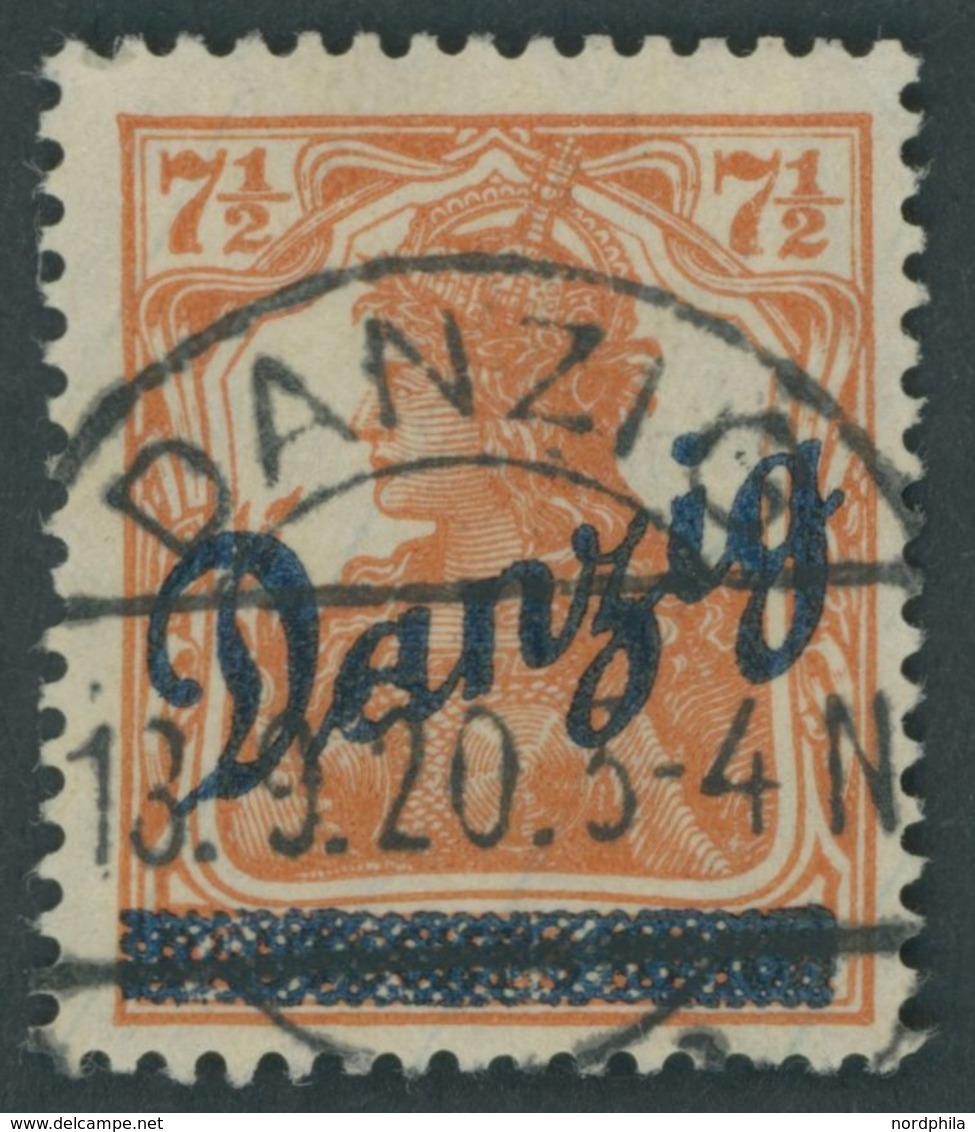 FREIE STADT DANZIG 35I O, 1920, 71/2 Pf. Kleiner Innendienst Mit Aufdruckfehler Denzig, Pracht, Mi. 200.- - Sonstige & Ohne Zuordnung