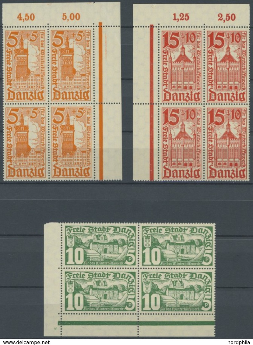 FREIE STADT DANZIG 256-58 VB **, 1935, Bauwerke In Eckrandviererblocks, Postfrischer Prachtsatz, Mi. (88.-) - Sonstige & Ohne Zuordnung