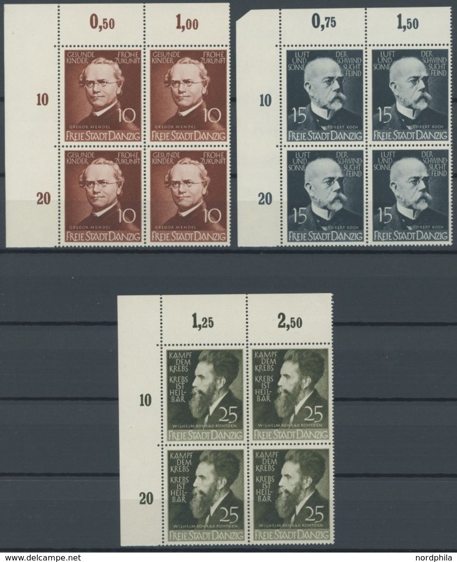 FREIE STADT DANZIG 302-08 VB **, 1939, Tag Der Briefmarke Und Ärzte Und Naturforscher In Linken Oberen Eckrandviererbloc - Sonstige & Ohne Zuordnung