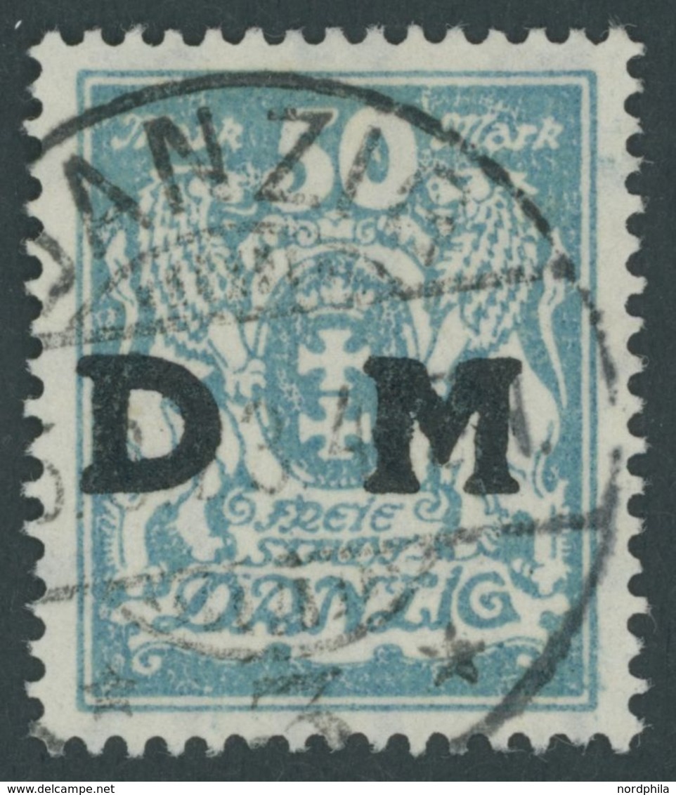 DIENSTMARKEN D 36 O, 1923, 50 M. Mittelgrünlichblau, Zeitgerechte Entwertung DANZIG 3, Pracht, Fotoattest Soecknick, Mi. - Other & Unclassified