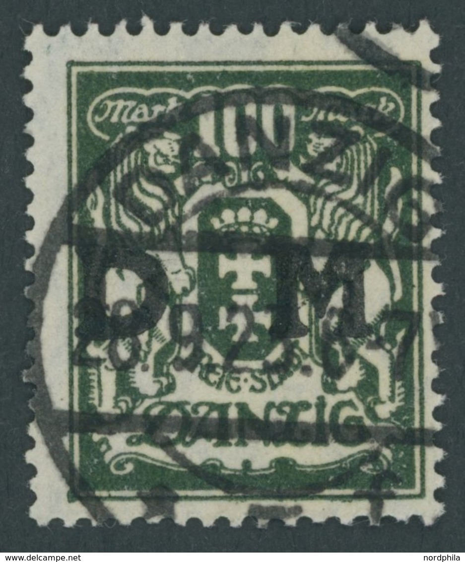 DIENSTMARKEN D 37 O, 1923, 100 M. Schwärzlicholivgrün, Zeitgerechte Entwertung DANZIG 5f, Pracht, Fotobefund Gruber, Mi. - Sonstige & Ohne Zuordnung