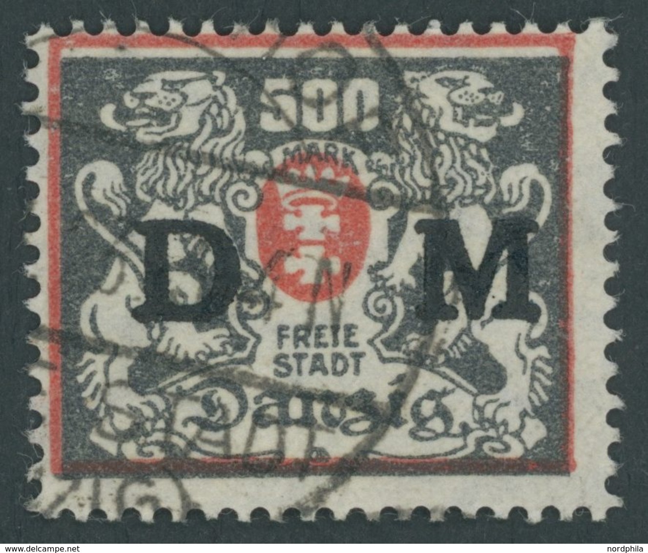 DIENSTMARKEN D 39 O, 1923, 500 M. Rot/schwärzlichgraugrün, Zeitgerechte Entwertung (TIEGEN)HOF, Pracht, Fotoattest Grube - Sonstige & Ohne Zuordnung