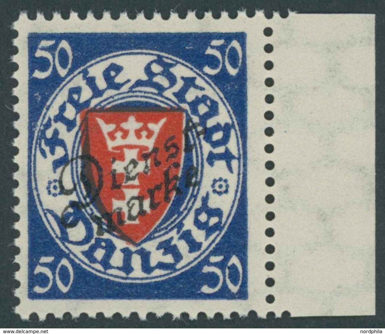 DIENSTMARKEN D 50 **, 1924, 50 Pf. Dunkelultramarin/zinnoberrot, Postfrisch, Pracht, Mi. (100.-) - Other & Unclassified