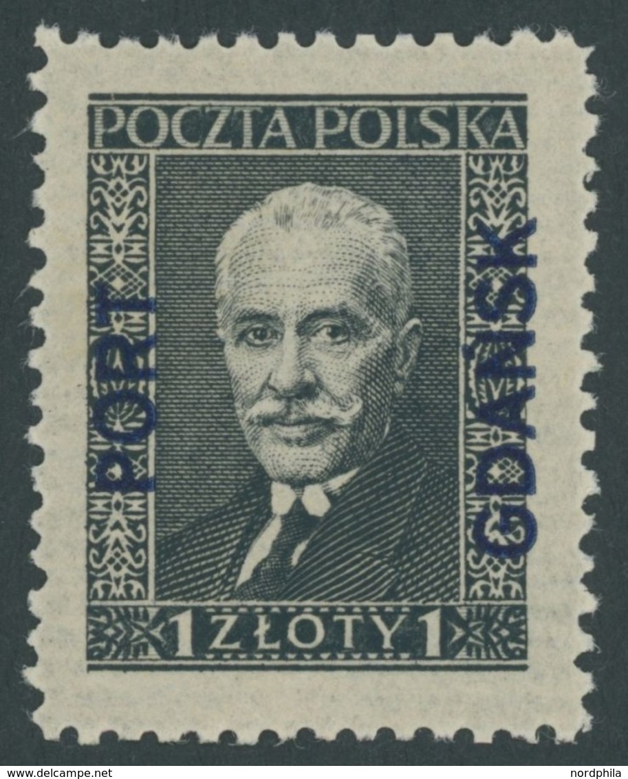 PORT GDANSK 25 **, 1933, 1 Zl. Schwarzgrau, Postfrisch, Pracht, Mi. 180.- - Altri & Non Classificati