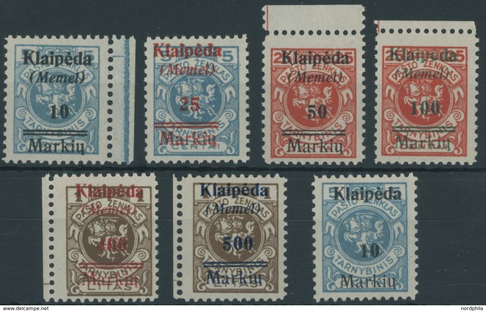 MEMELGEBIET 129-34,129I **, 1923, Druckerei Rytas, Postfrisch, 7 Prachtwerte, Mi. 170.- - Klaipeda 1923