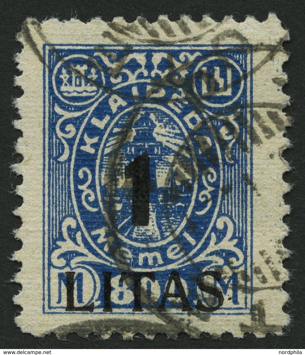 MEMELGEBIET 202I O, 1923, 1 L. Auf 800 M. Blau Mit Abart Enger Abstand Zwischen 1 Und LITAS, Pracht, Gepr. Dr. Petersen, - Memel (Klaïpeda) 1923