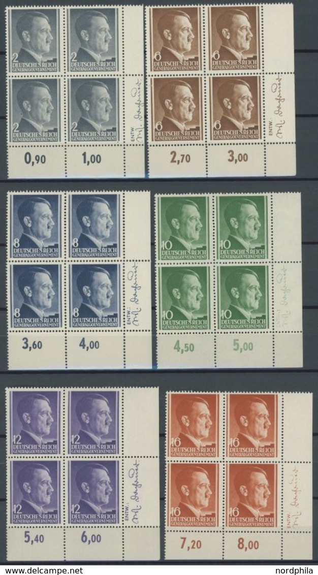 GENERALGOUVERNEMENT 71-82 VB **, 1941, Hitler, Je Im Rechten Unteren Eckrandviererblock Mit Entwerfer-Namen, Postfrisch, - Besetzungen 1938-45