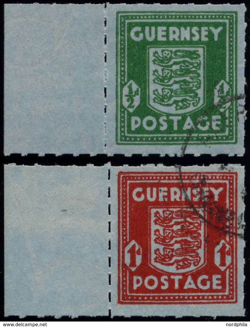 GUERNSEY 4/5 O, 1942, Banknotenpapier, Je Mit Linkem Rand, Pracht, Mi. (150.-) - Occupazione 1938 – 45