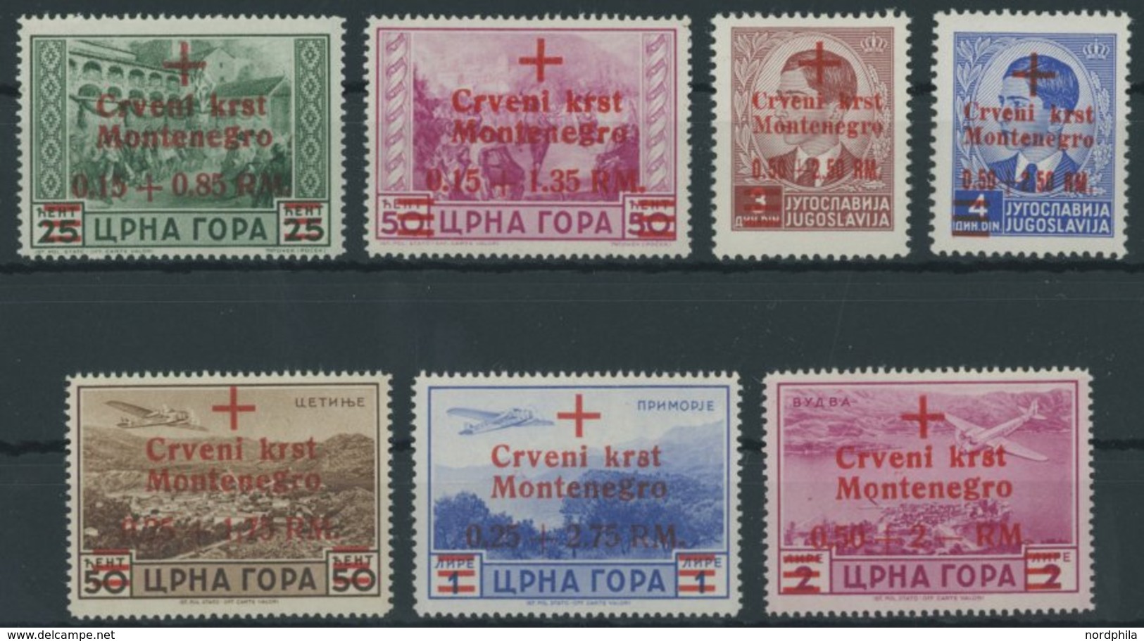 MONTENEGRO 29-35 **, 1944, Rotes Kreuz, Prachtsatz, Mi. 350.- - Besetzungen 1938-45