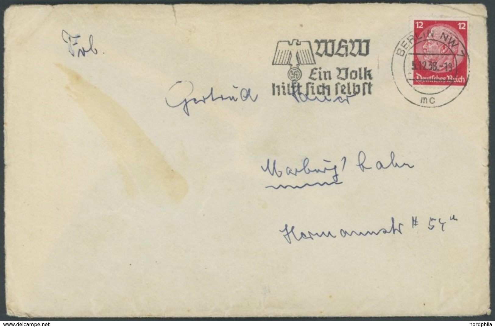 FELDPOST II. WK BELEGE 1938, Legion Condor: Freiwilligenbrief Mit Seltenem Inhalt Und Deutscher Zensur (grüner R7) Nach  - Occupazione 1938 – 45