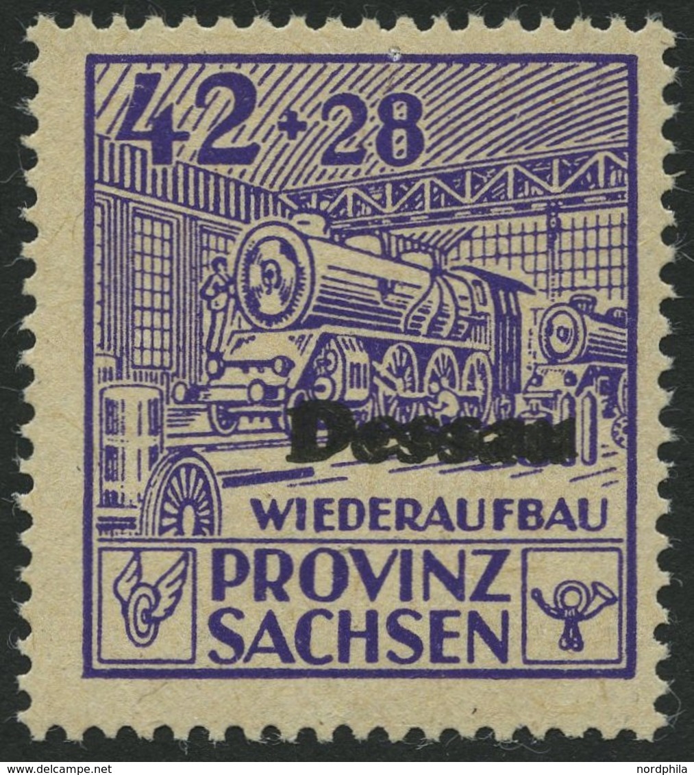 DESSAU IIIADD **, 1946, 42 Pf. Wiederaufbau, Gezähnt, Mit Doppeltem Aufdruck, Pracht, Gepr. Zierer - Privatpost