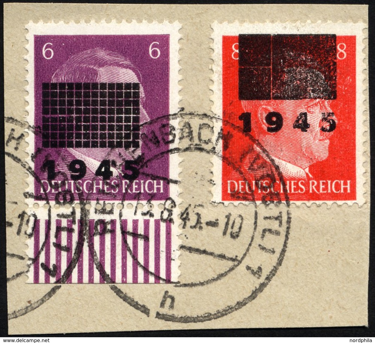 NETZSCHKAU-REICHENBACH 6IIa BrfStk, 1945, 8 Pf. Zinnober, Type IIa, Mit 6 Pf. Auf Briefstück, Pracht, Mi. (160.-) - Postes Privées & Locales