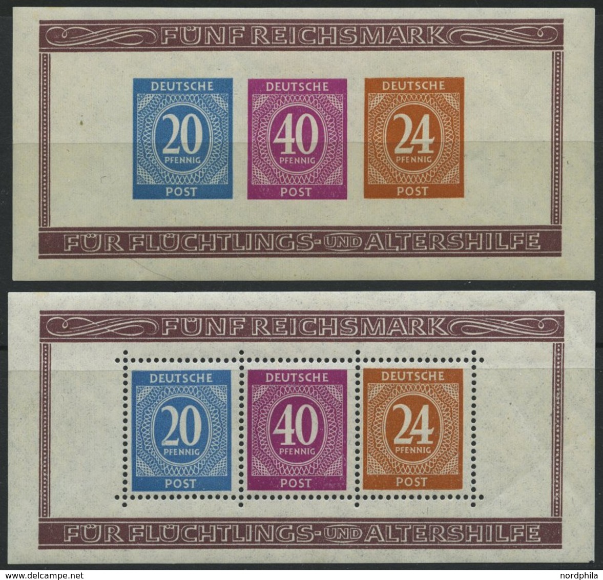 ALLIIERTE BES. Bl. 12A/B **, 1946, Blockpaar Briefmarken-Ausstellung, übliche Gummibüge, Pracht, Mi. 120.- - Other & Unclassified