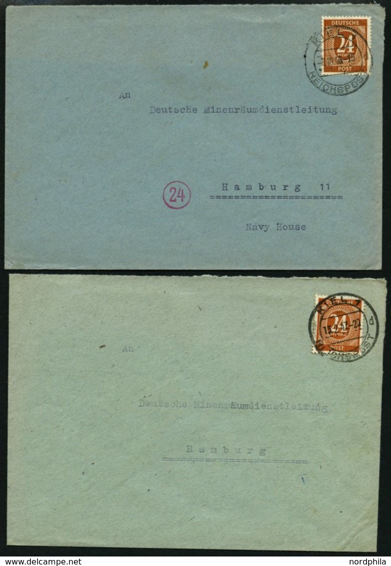 ALLIIERTE BES. 1946/7, 4 Frankierte Briefe An Die Deutsche Minenräumdienstleitung In Hamburg, Verschiedene Absender, Fei - Other & Unclassified