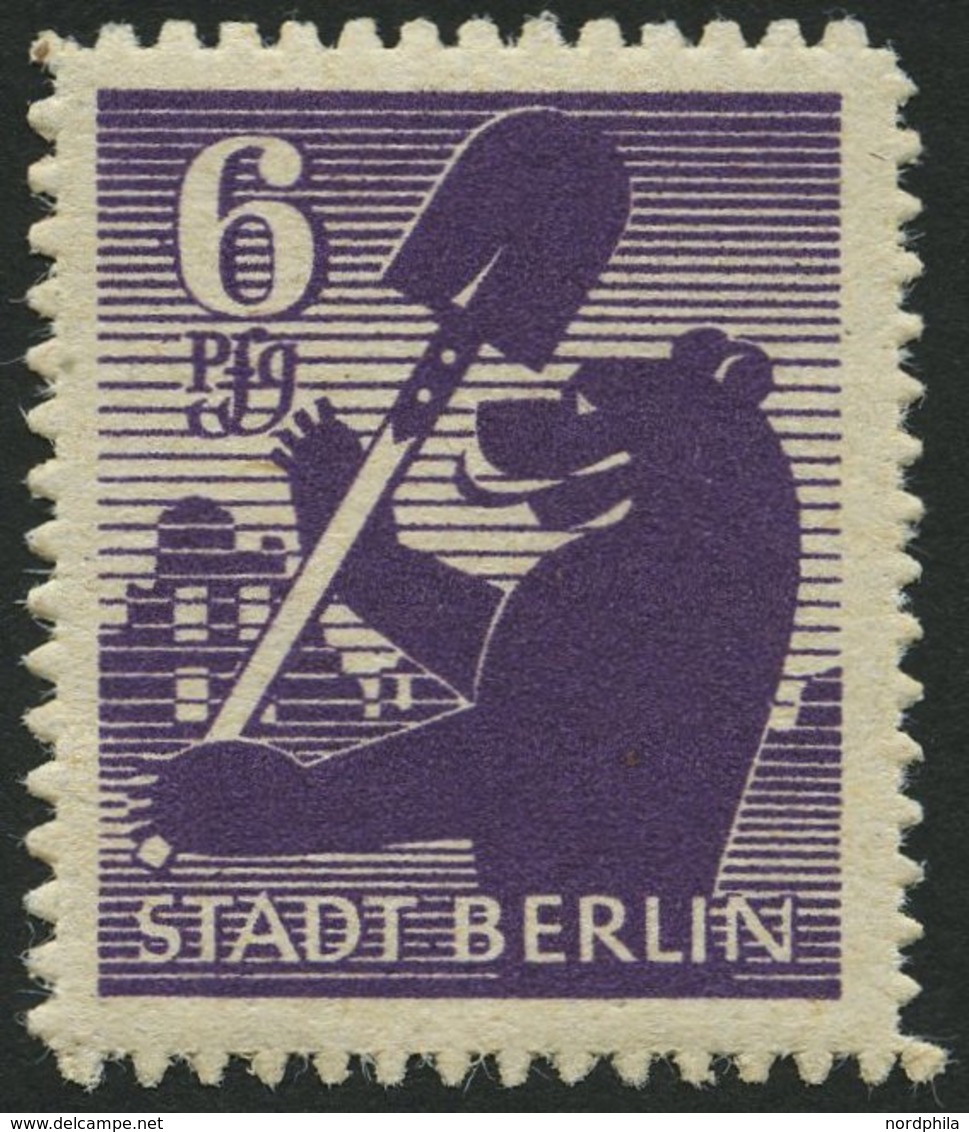 BERLIN UND BRANDENBURG 2Bb **, 1945, 6 Pf. Dunkelgrauviolett, Durchstochen, Pracht, Kurzbefund Ströh, Mi. 600.- - Other & Unclassified