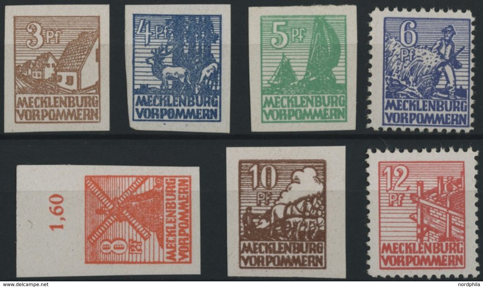 MECKLENBURG-VORPOMMERN 29-36x **, 1946, 3 - 12 Pf. Abschiedsserie, 1. Auflage, Prachtsatz (7 Werte), Mi. 150.- - Sonstige & Ohne Zuordnung