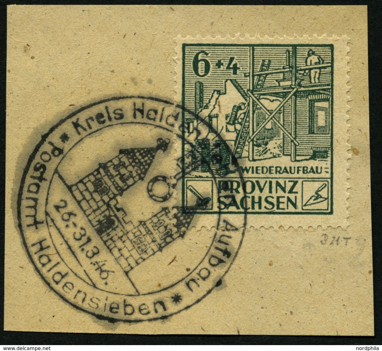 PROVINZ SACHSEN 87AIX BrfStk, 1946, 6 Pf. Wiederaufbau, Gezähnt, Mit Abart S Und A Von Sachsen Unten Miteinander Verbund - Altri & Non Classificati