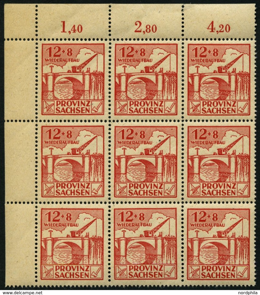 PROVINZ SACHSEN 88AIV **, 1946 12 Pf. Wiederaufbau, Gezähnt, Mit Abart Farbstrich Zwischen Den Beinen Des N In Provinz S - Other & Unclassified