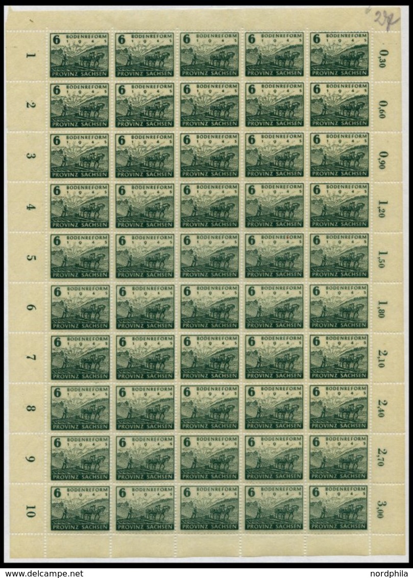 PROVINZ SACHSEN 90/1Y **, 1946, Bodenreform Auf Zigarettenpaier Mit Kopfstehendem Wz. Im Bogensatz (50), Pracht, Mi. 100 - Other & Unclassified