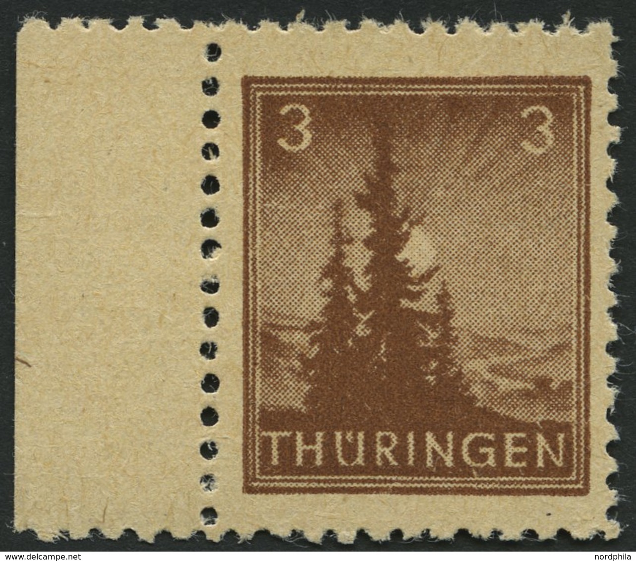 THÜRINGEN 92AXbt **, 1946, 3 Pf. Siena, Vollgummierung, Gelblichgraues Papier, Pracht, Gepr. Zierer, Mi. 140.- - Autres & Non Classés