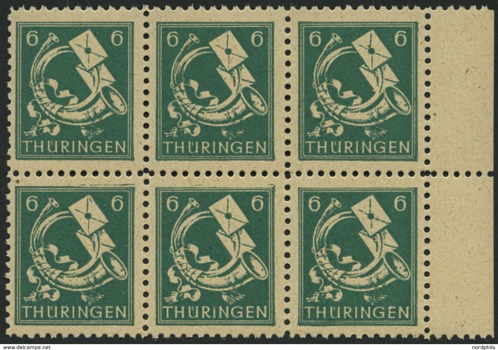 THÜRINGEN 95AXbs **, 1945, 6 Pf. Schwärzlichbläulichgrün, Vollgummierung, Hellchromgelbes Papier, Hochglanzgummierung, I - Sonstige & Ohne Zuordnung