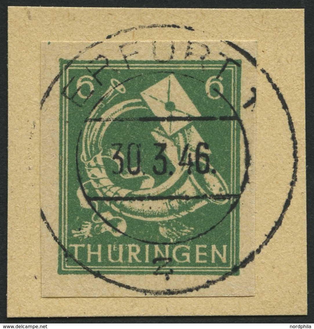 THÜRINGEN 95AXdtU BrfStk, 1945, 6 Pf. Schwärzlichopalgrün, Vollgummierung, Gelblichgraues Papier, Ungezähnt, Prachtbrief - Autres & Non Classés