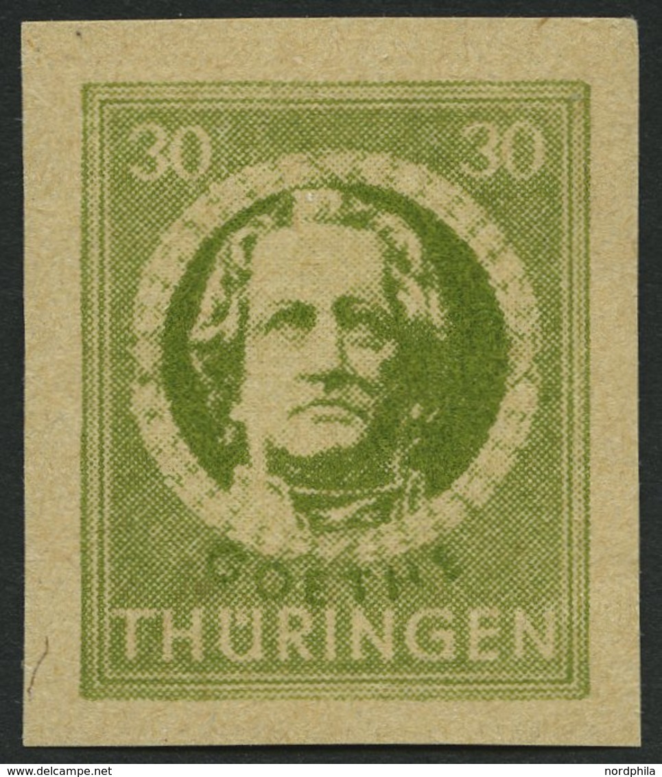 THÜRINGEN 99V1 **, 1945, Versuchsdruck: 30 Pf. Dunkelolivgrün, Pracht, Gepr. Sturm, Mi. 100.- - Autres & Non Classés