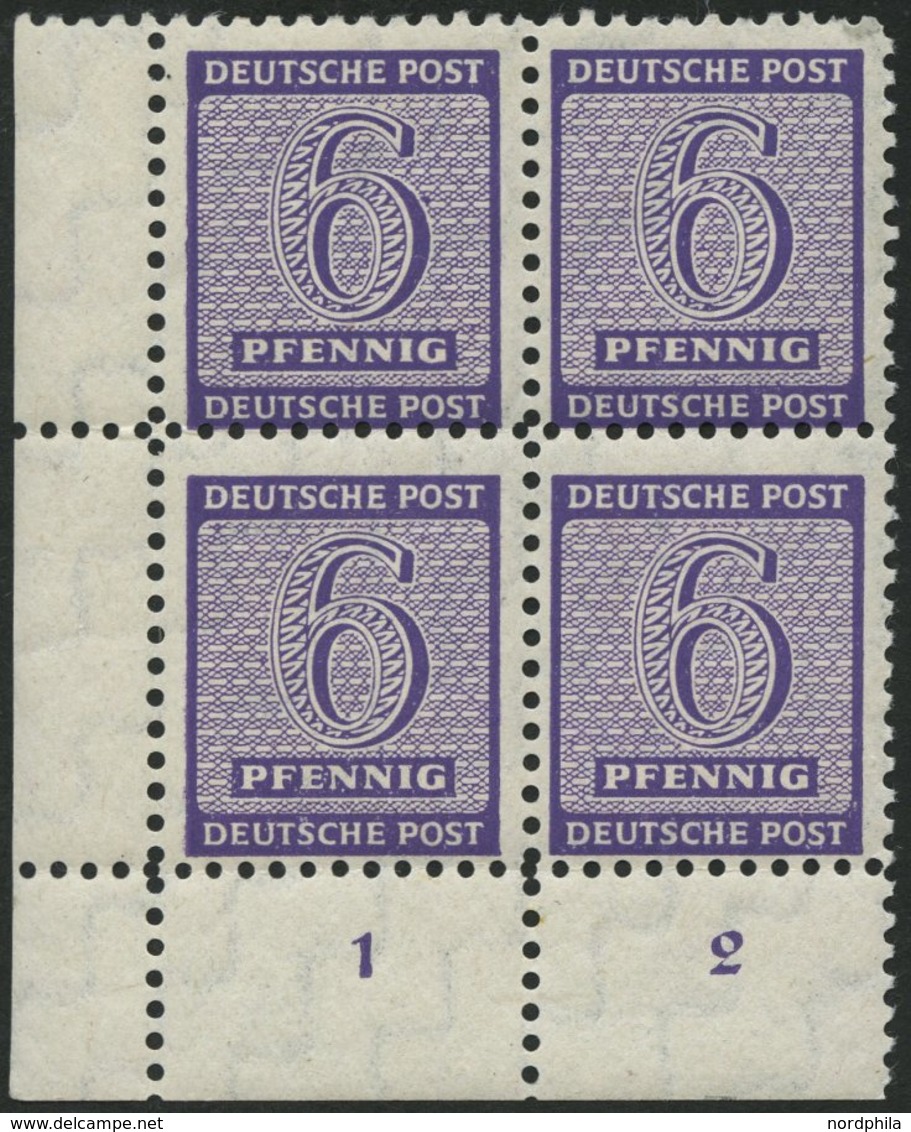 WEST-SACHSEN 121X VB **, 1945, 6 Pf. Versuchszähnung Im Unteren Linken Eckrandviererblock, Pracht, Gepr. Ströh, Mi. (80. - Other & Unclassified