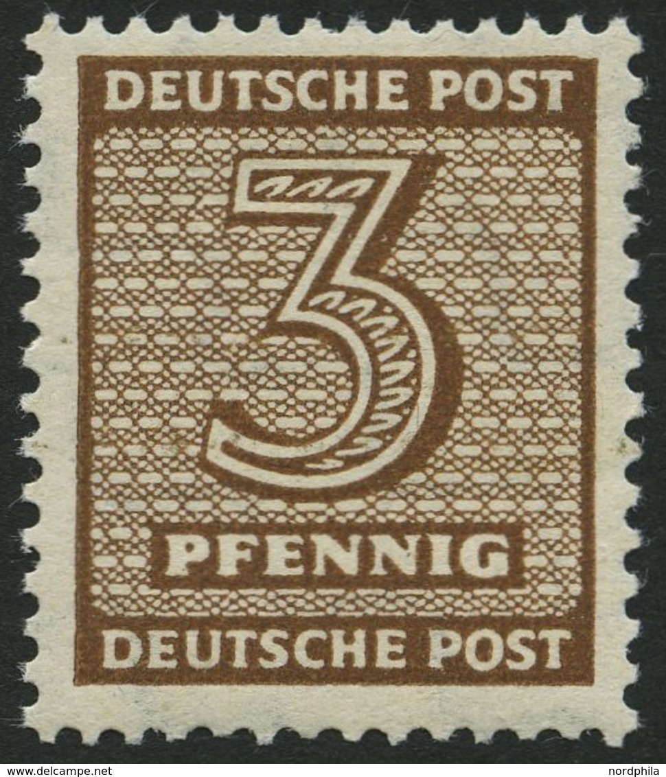 WEST-SACHSEN 126Yb **, 1948, 3 Pf. Dunkelockerbraun, Wz. 1Y, Pracht, Gepr. Ströh, Mi. 160.- - Altri & Non Classificati