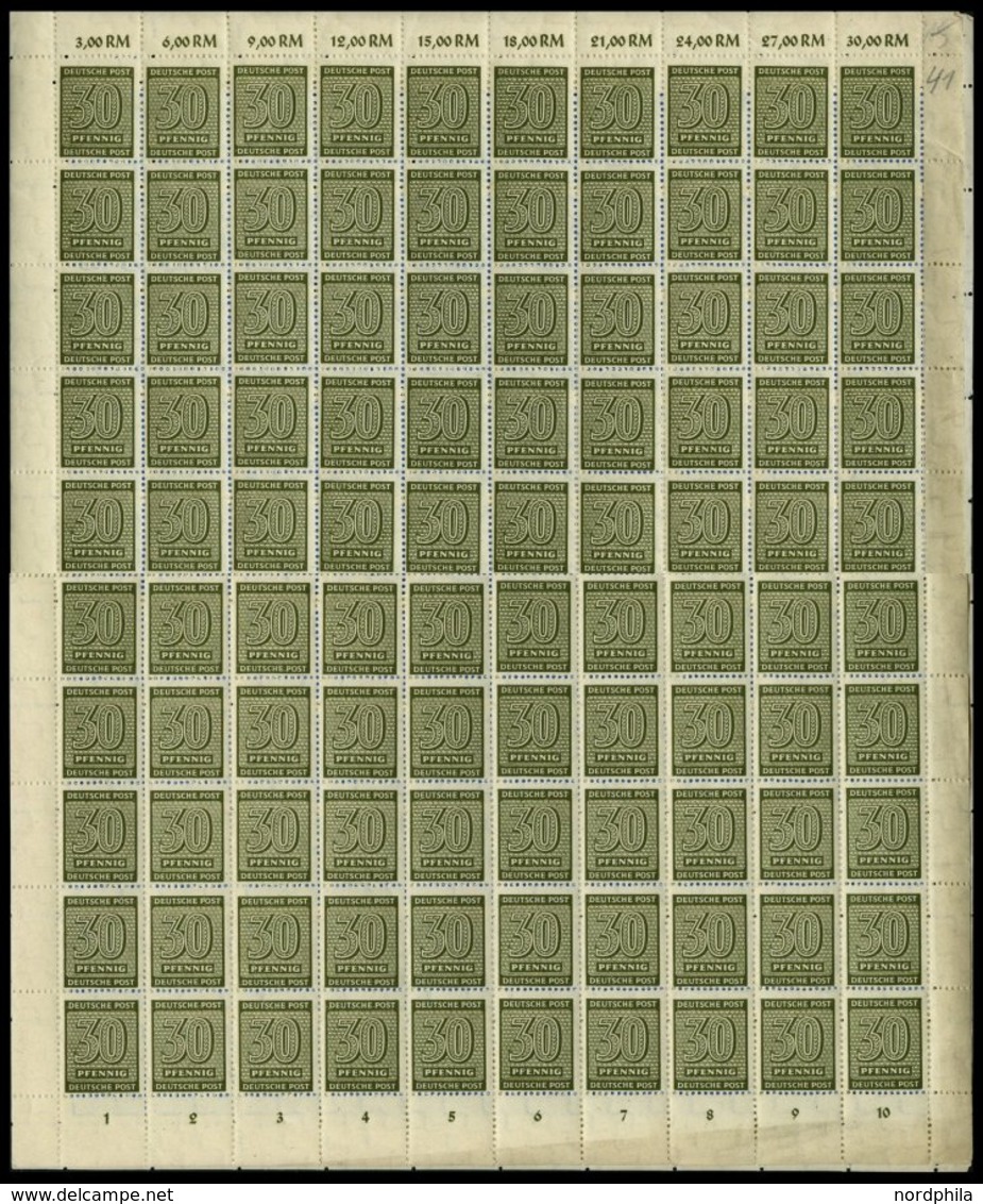 WEST-SACHSEN 134/5Y **, 1945, 20 Pf. Mittelblau Und 30 Pf. Oliv, Je Im Bogen (100), Mittig Angetrennt, Pracht, Mi. (200. - Altri & Non Classificati