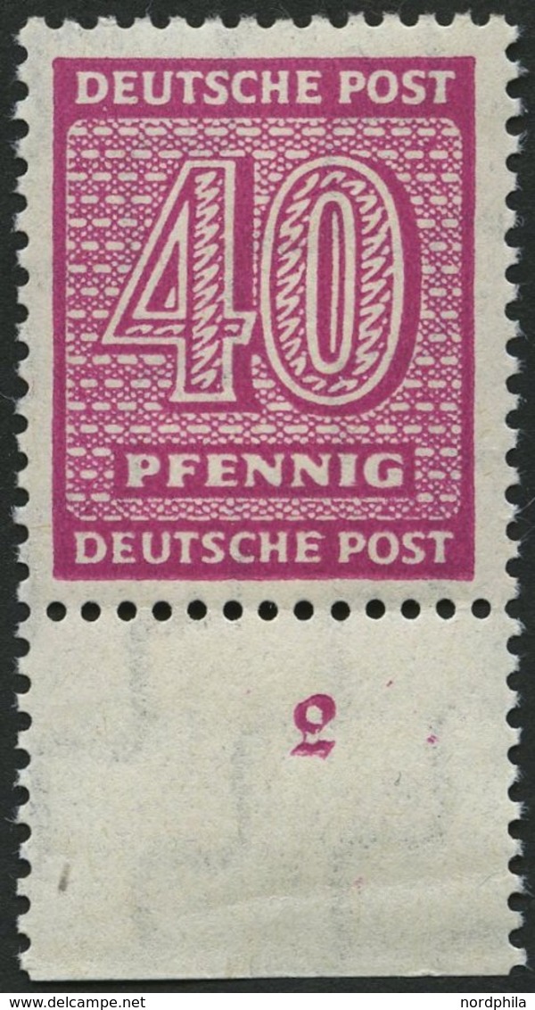 WEST-SACHSEN 136Xc **, 1945, 40 Pf. Lebhaftrotlila, Wz. 1X, Unterrandstück, Pracht, Gepr. Dr. Jasch, Mi. 320.- - Autres & Non Classés