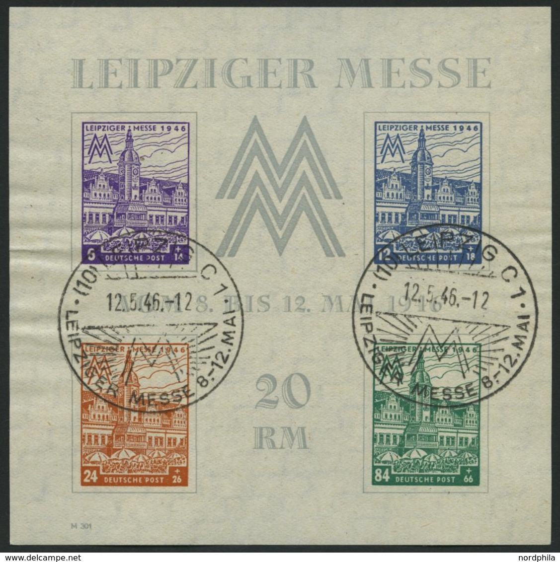 WEST-SACHSEN Bl. 5Xa O, 1956, Block Leipziger Messe, Wz. 1X, Type III, Sonderstempel, Leichte Papierwellungen, Pracht, M - Autres & Non Classés