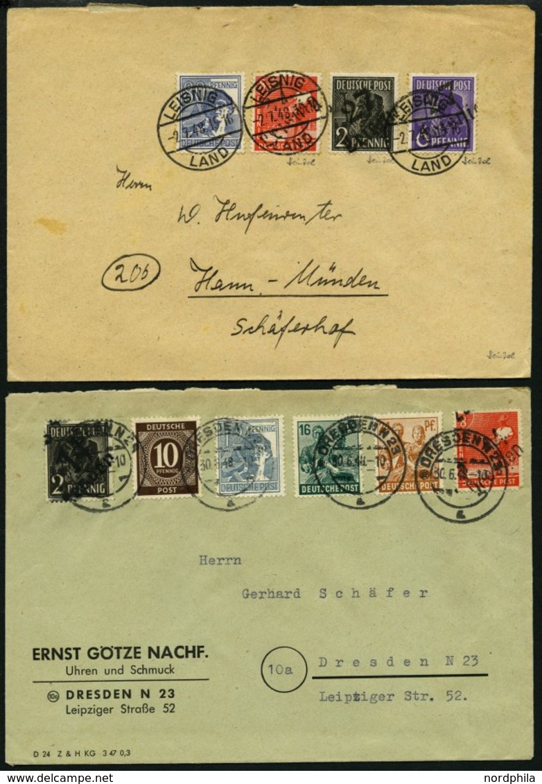 ALLGEMEINE-AUSGABEN Brief , 1948, 13 verschiedene Briefe mit Mischfrankaturen, mit Zehnfach- und Bezirksstempelfrankatur