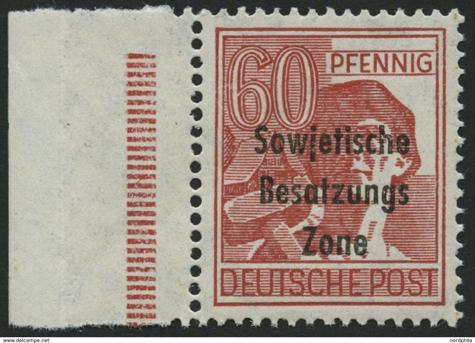 ALLGEMEINE-AUSGABEN 195a **, 1948, 60 Pf. Karmin, Pracht, Gepr. Paul, Mi. 70.- - Autres & Non Classés