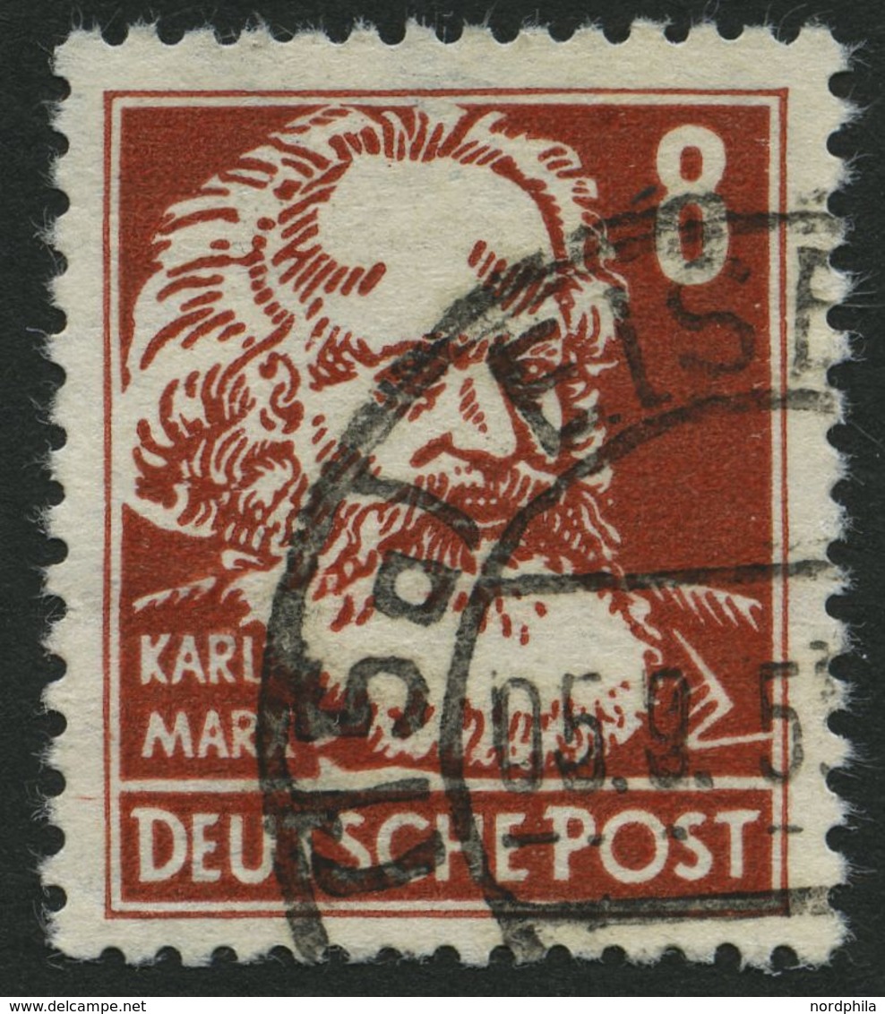 DDR 329zXII O, 1952, 8 Pf. Marx, Gewöhnliches Papier, Wz. 2XII, Pracht, Gepr. Schönherr, Mi. 100.- - Gebraucht