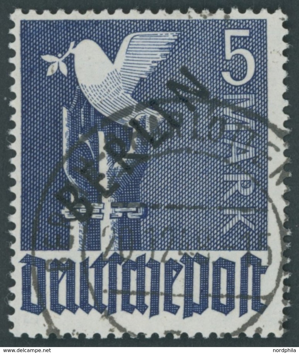 BERLIN 20 O, 1948, 5 M. Schwarzaufdruck, Pracht, Gepr. U.a. Schlegel, Mi. 750.- - Altri & Non Classificati