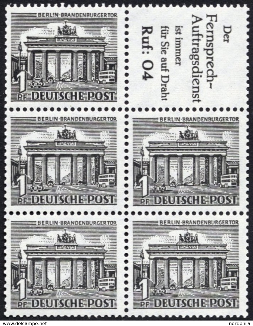 ZUSAMMENDRUCKE H-Bl. 9 **, 1952, Heftchenblatt 1 Pf. Bauten, Ohne Rand, Pracht, Mi. 180.- - Zusammendrucke