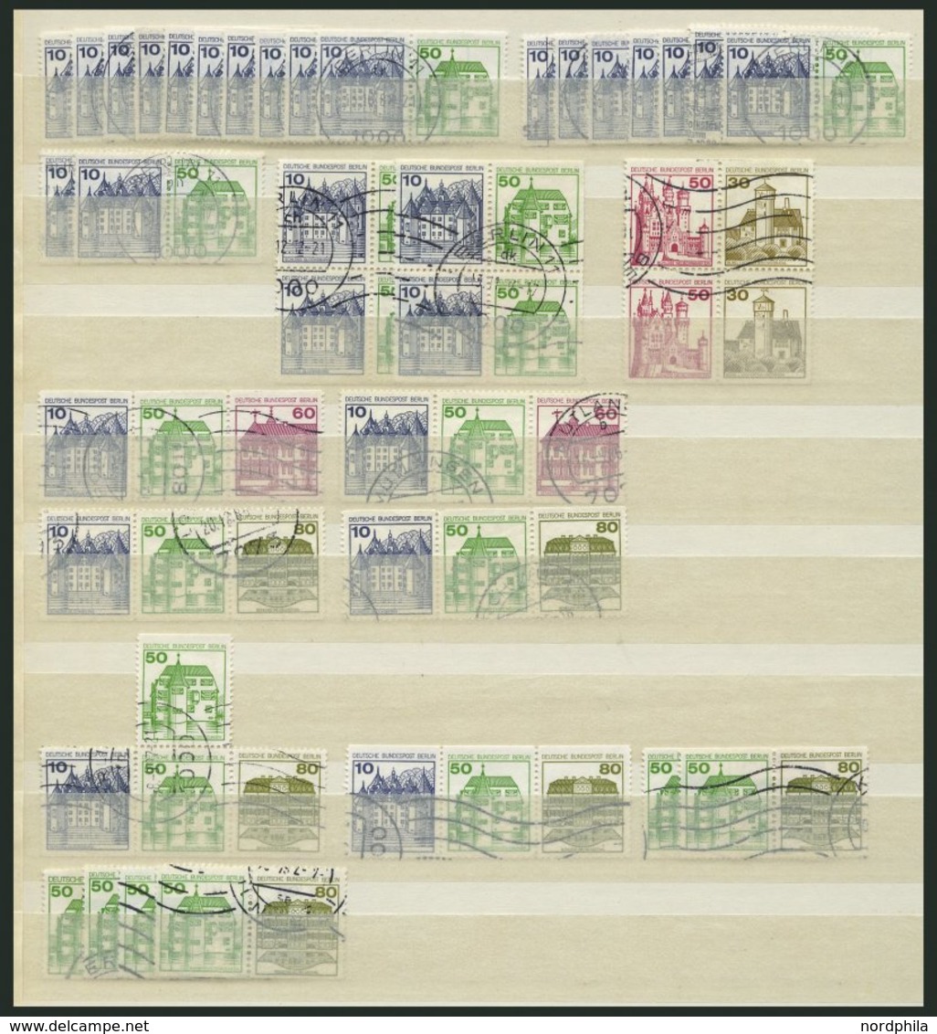 ZUSAMMENDRUCKE O, 1977-82, Burgen Und Schlösser, Dublettenpartie Zusammendrucke, Feinst/Pracht, Mi. Ca. 500.- - Se-Tenant