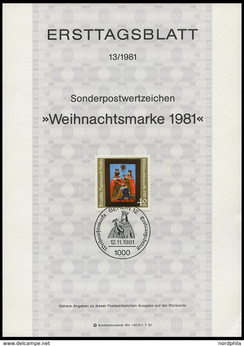 ERSTTAGSBLÄTTER 637-58 BrfStk, 1981, Kompletter Jahrgang, ETB 1 - 13/81, Pracht - Altri & Non Classificati