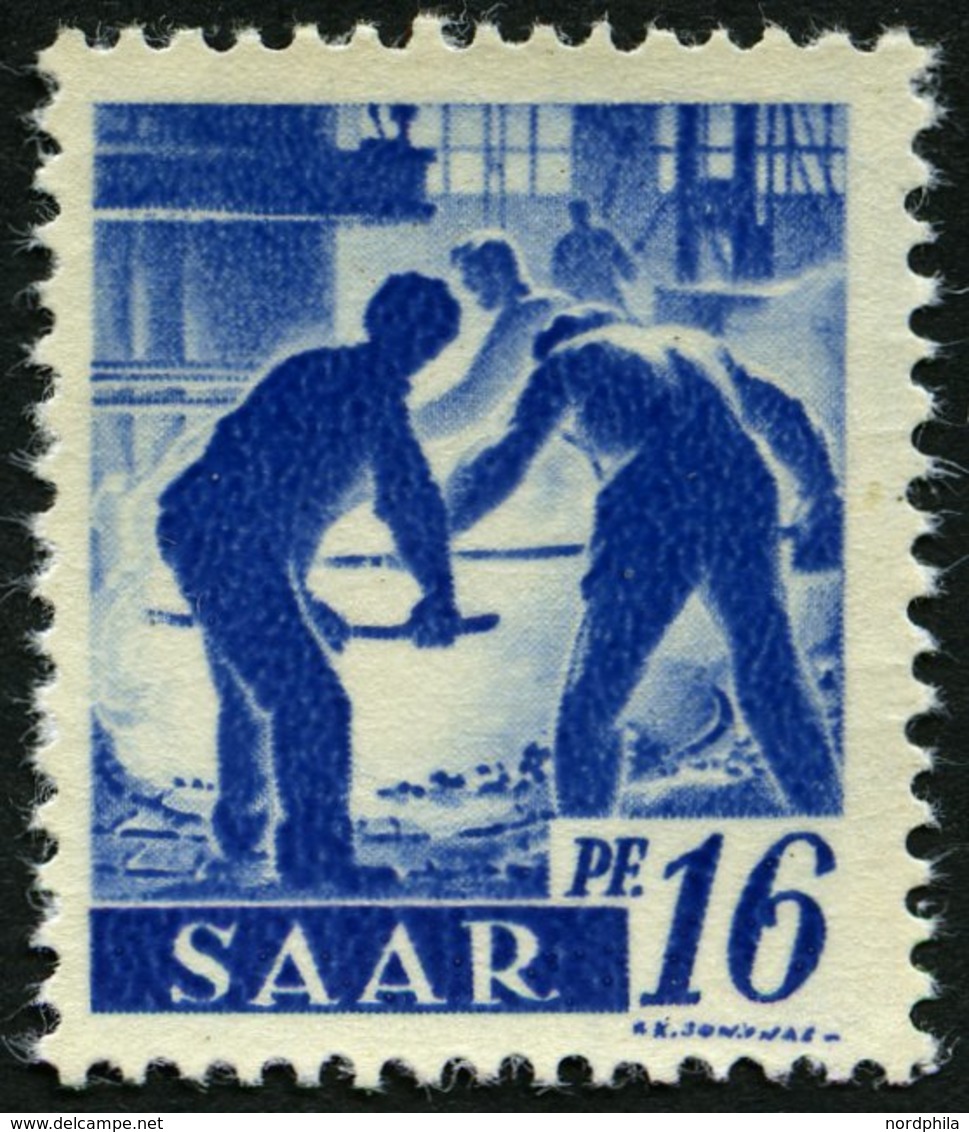 SAARLAND 231IIfAG **, 1947, 4 Fr. Auf 16 Pf. Violettultramarin, Ohne Aufdruck, Druck Auf Der Gummiseite, Pracht, Gepr. H - Autres & Non Classés