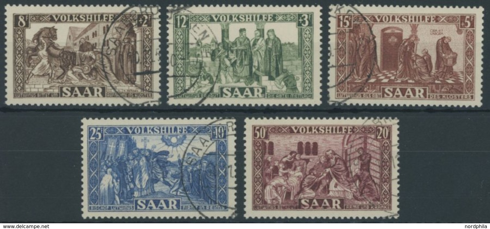 SAARLAND 299-303 O, 1950, Lutwinus-Legende, Prachtsatz, Fotoattest Geigle, Mi. 380.- - Other & Unclassified