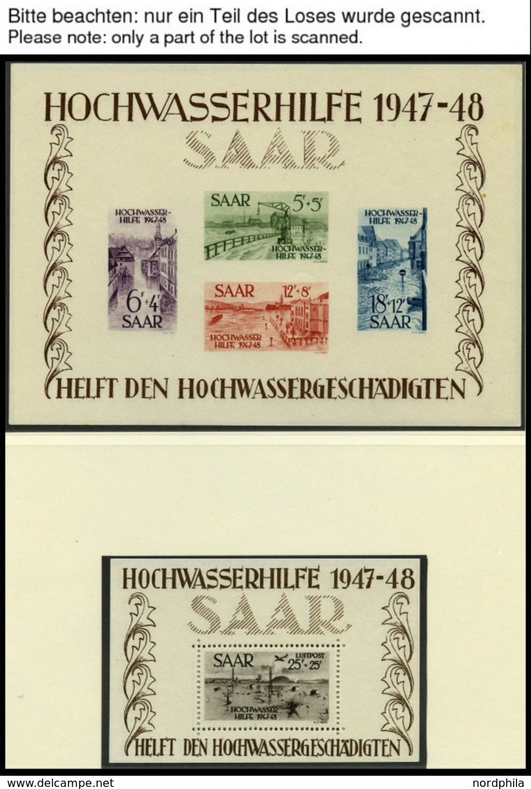 SAMMLUNGEN, LOTS **, 1947-59, Postfrische, In Den Hauptnummern Komplette Sammlung Saarland Mit Hochwasserblockpaar (Bl.  - Autres & Non Classés