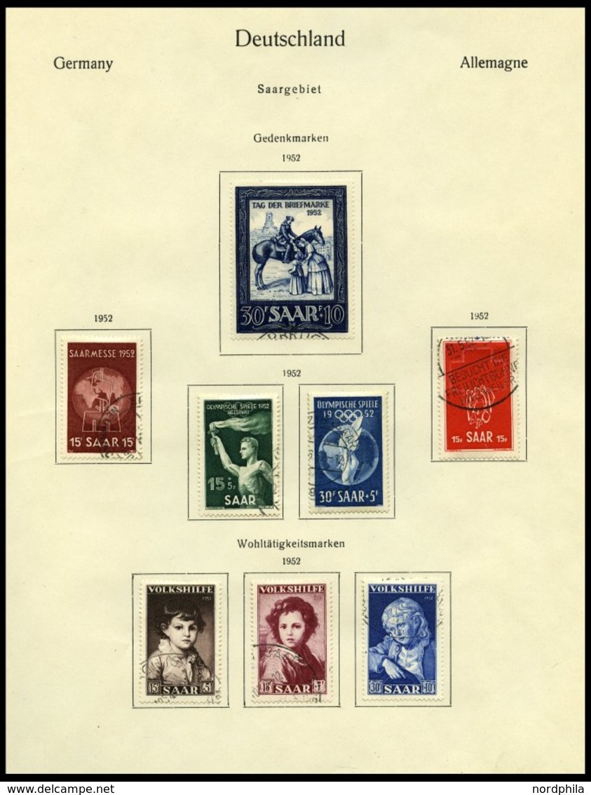 SAMMLUNGEN, LOTS O, 1947-59 Gestempelte Restsammlung Saarland Mit Noch Einigen Interessanten Ausgaben, Meist Prachterhal - Sonstige & Ohne Zuordnung