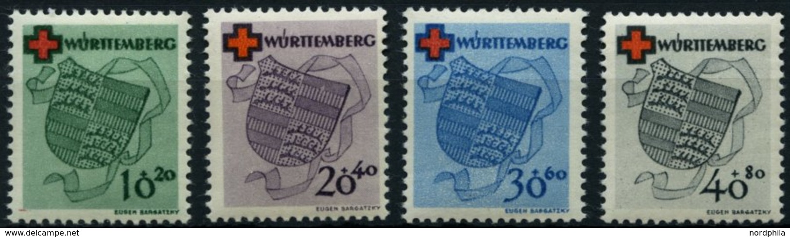 WÜRTTEMBERG 40-43 **, 1949, Rotes Kreuz, Prachtsatz, Mi. 160.- - Altri & Non Classificati