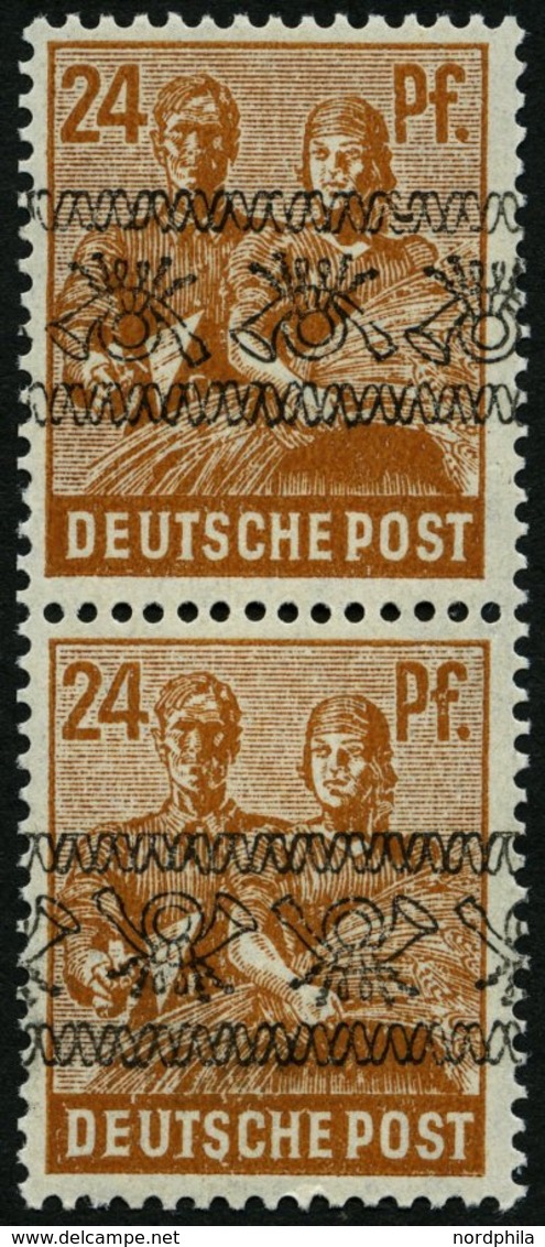 AMERIK. U. BRITISCHE ZONE 44INKb **, 1948, 24 Pf. Bandaufdruck Im Kehrdruckpaar, Obere Marke Kopfstehender, Untere Norma - Sonstige & Ohne Zuordnung