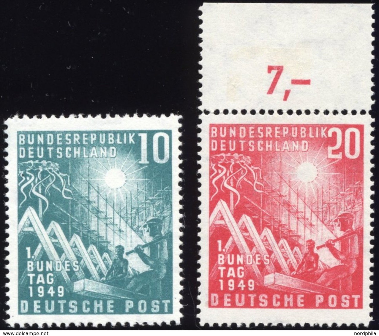 BUNDESREPUBLIK 111/2 **, 1949, Bundestag, Pracht, Mi. 100.- - Gebraucht