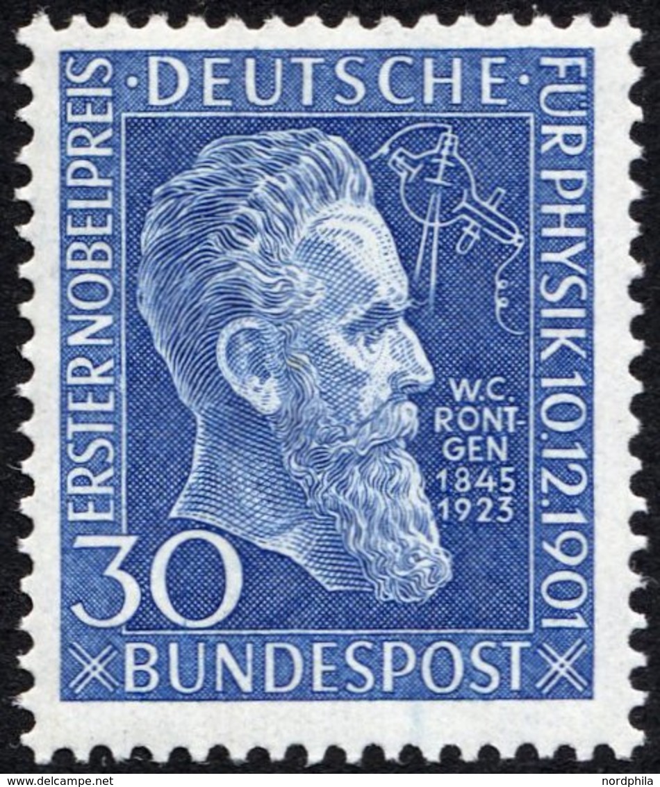 BUNDESREPUBLIK 147 **, 1951, 30 Pf. Röntgen, Pracht, Mi. 75.- - Oblitérés